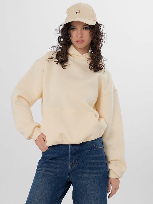 Худи женское бежевое из футера с начесом - Mark formelle фото 8