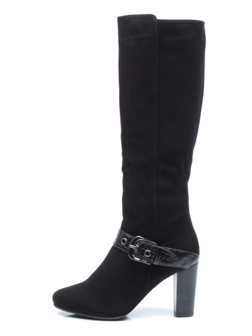 02-MB051-211M BLACK Сапоги зимние женские (натуральная замша, натуральный мех (еврозима))