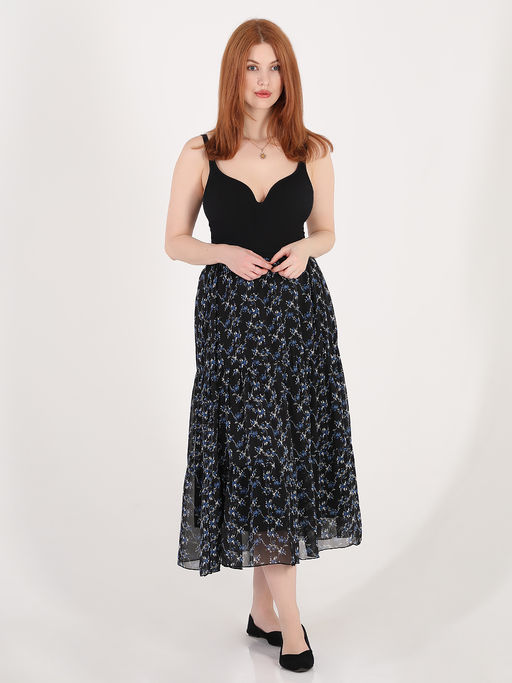 Многоярусная юбка больших размеров шифон - Almond фото 2