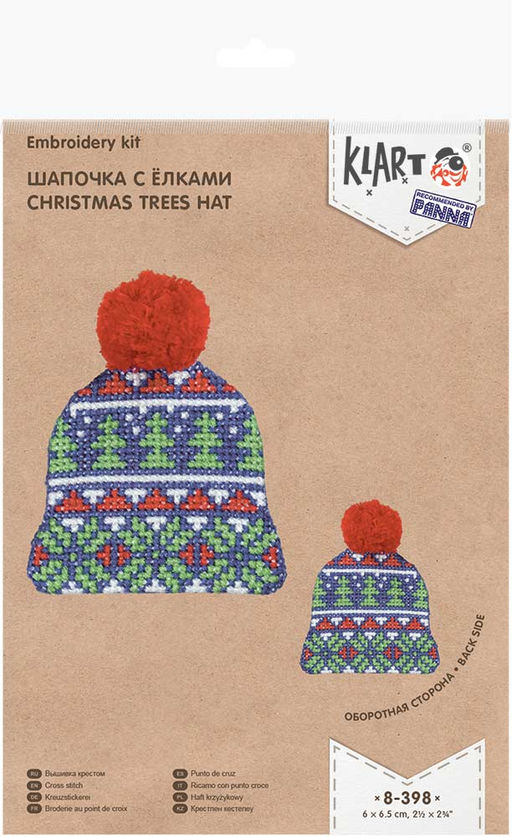 Klart набор для вышивания 8-398 Шапочка с елками 6 х 6.5 см