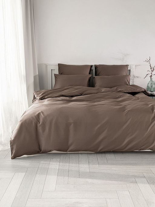 Простыня сатин-страйп 160x240 коричневый сатин - Denastia фото 7
