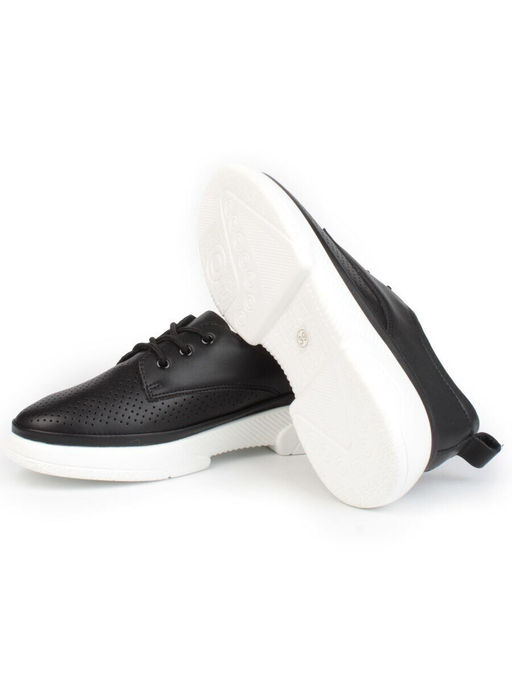 03-PDXL140-2 BLACK Полуботинки спортивные женские (натуральная кожа)