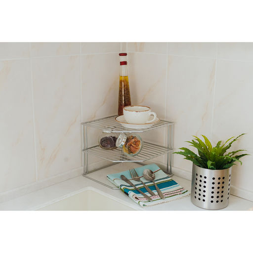 Подставка для посуды, 2 яруса, 25×25×20 см, хром