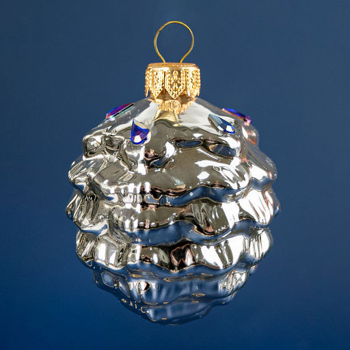 Елочная игрушка фигурка стеклянная Шишка кедровая-4 д6,2см, h8см, ручная художественная роспись, подарочная упаковка (Россия) - Домашняя мода фото 2