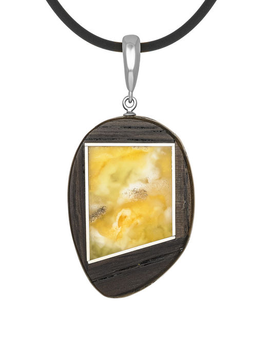 Стильная подвеска из натурального балтийского янтаря и дерева Индонезия