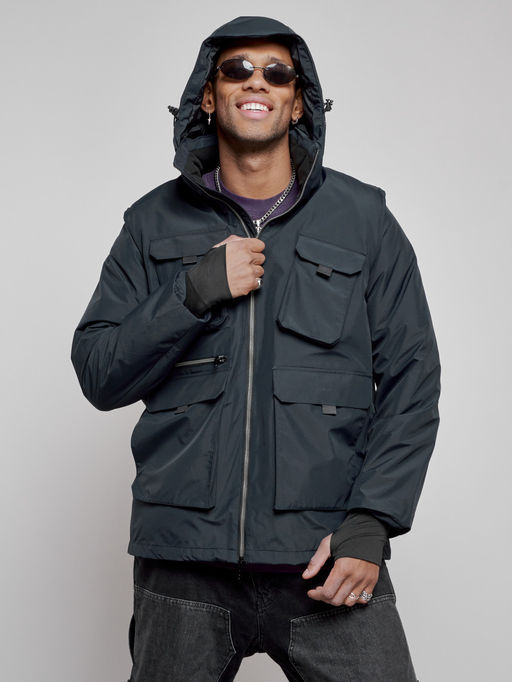 Куртка - жилетка трансформер 2 в 1 мужская зимняя темно-синего цвета 2409TS - Mtforce фото 8