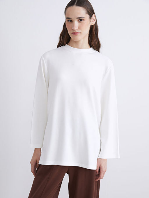 Bisiklet Yaka Oversize Kad?n Sweatshirt Tunik