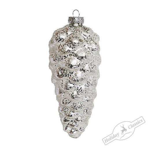 Шишка "Серебряный иней" (стекло) 7х7х16 см