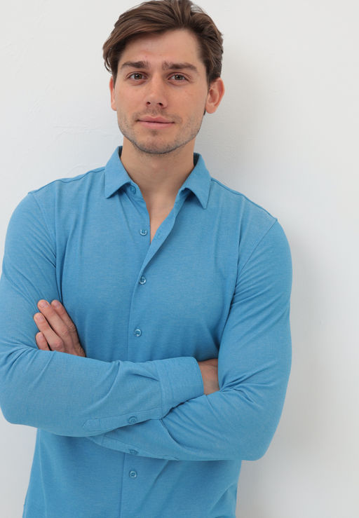 Батник мужской трикотажный GREG G143-ML (лазурь)  фото 2