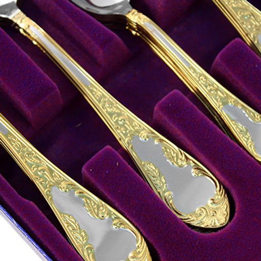 Набор столовых приборов из нержавеющей стали Посольский 18 предметов: ложка 20см - 6шт, вилка 20см - 6шт, ложка чайная 14,5см - 6шт, нитрид-титановое покрытие, подарочная упаковка (Россия) - Домашняя мода фото 2