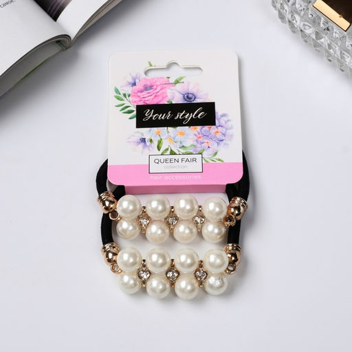 Цена за 3 шт. Резинки для волос «Тайна морей», набор 2 шт., жемчуг