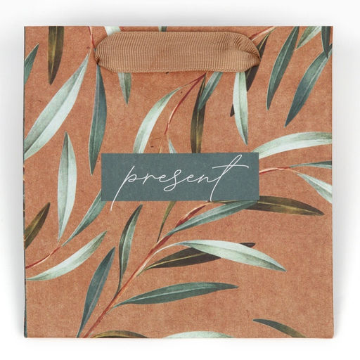 Цена за 2 шт. Пакет подарочный крафтовый квадратный, упаковка, «Present», 14 х 14 х 9 см