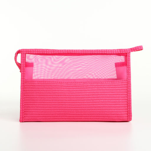 Косметичка на молнии, треугольная, с сеткой, малиновая - Simaland фото 2