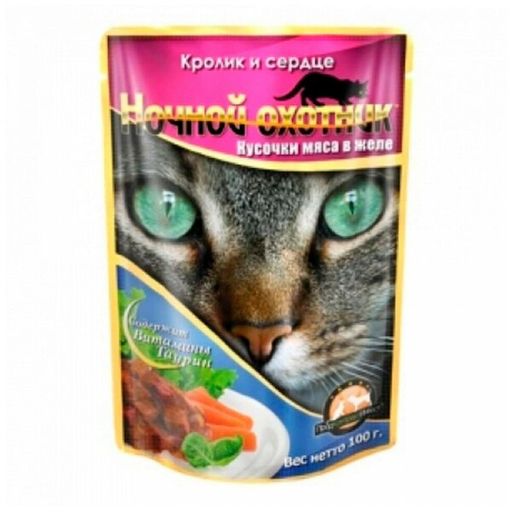 Ночной охотник пауч 100 г. Кролик сердце желе 4607026706778