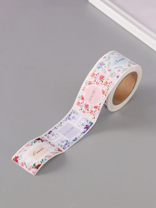 Цена за 2 шт. Наклейка бумага Благодарность, 3?5 см, 200 шт. в рулоне