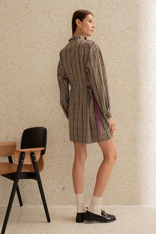 Платье 56403 Бордовый клетка