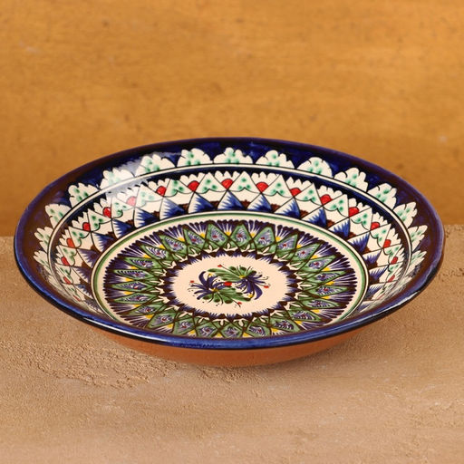 Тарелка узбекская Риштанская Керамика «Узоры», d=20 см, синяя, узор МИКС