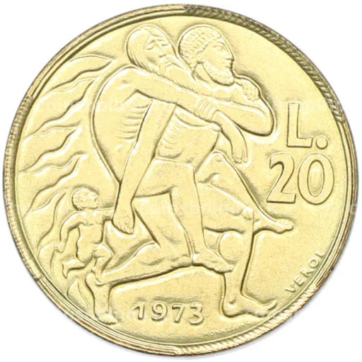 Монета 20 лир 1973 года Сан-Марино