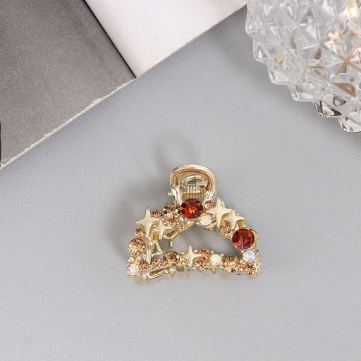 Цена за 6 шт. Крабик для волос «Селена галант», дуга, 3 см, золото