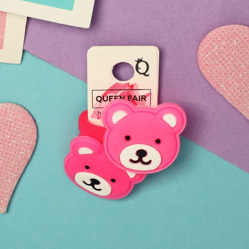 Цена за 6 шт. Резинка для волос Крошка (набор 2 шт) мишка,3 см ,ярко розовый - Queen fair фото 2