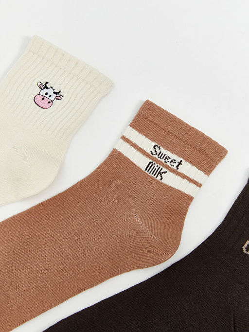 Bask?l? Kad?n Soket ?orap 3l?