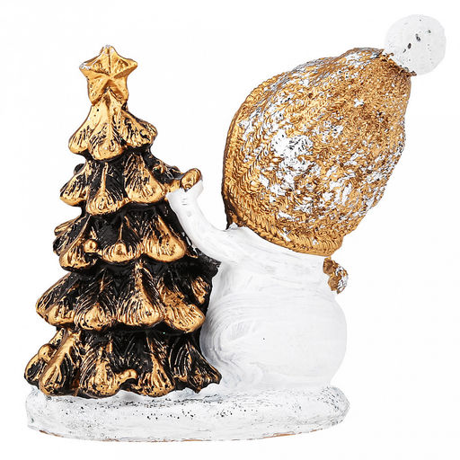 Скульптура-фигура для сада из полистоуна Снеговичок маленький у елочки с птичкой h11см (Россия) - Домашняя мода фото 5