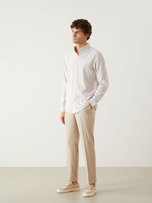 Regular Fit Uzun Kollu ?izgili Poplin Erkek G?mlek