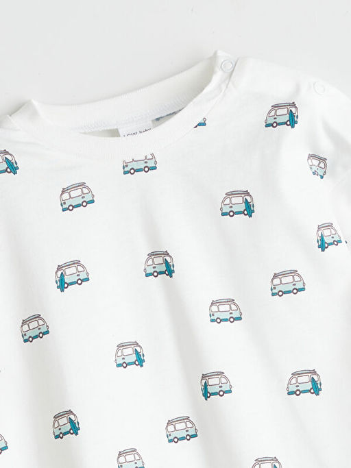 Bisiklet Yaka Desenli Erkek Bebek Ti??rt