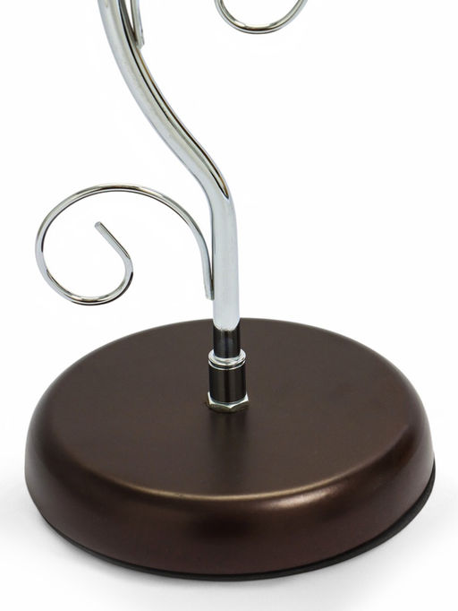 Подставка для бокалов, серебристая с коричневым основанием, на 6 бокалов