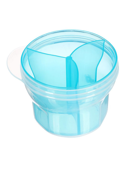 Контейнер для хранения детского питания, 3 секции по 75 мл., 9.5×8.5 см, 225 мл., голубой