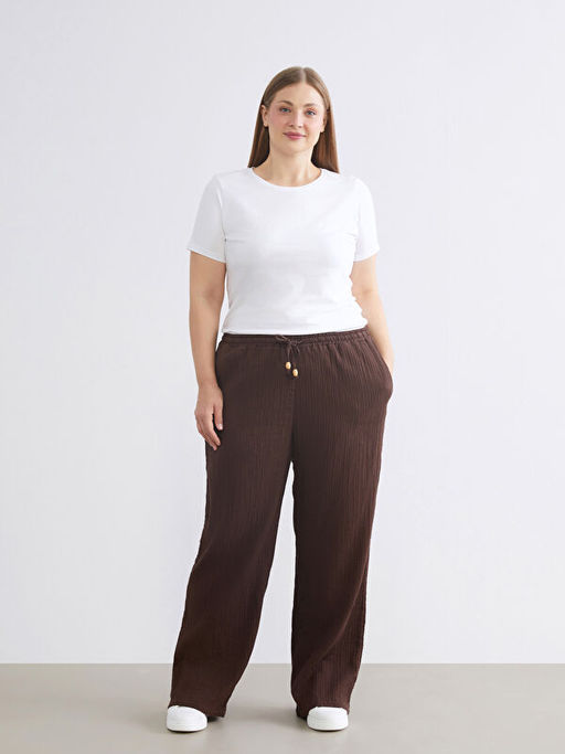 Beli Lastikli Dokulu Geni? Pa?a Kad?n Pantolon