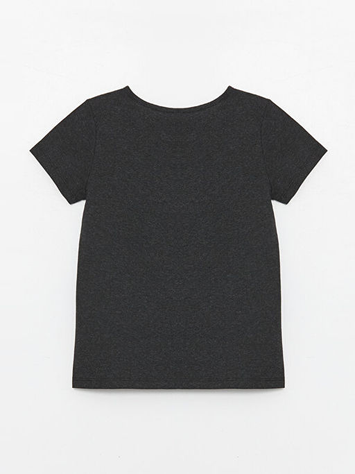 Bisiklet Yaka Bask?l? K?sa Kollu K?z ?ocuk Ti??rt - Waikiki фото 2