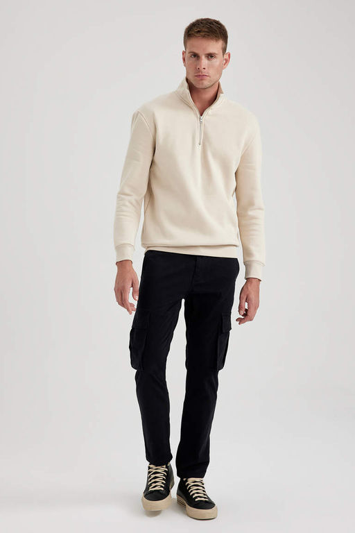 Габардиновые брюки узкого кроя с карманами-карго - Defacto фото 2