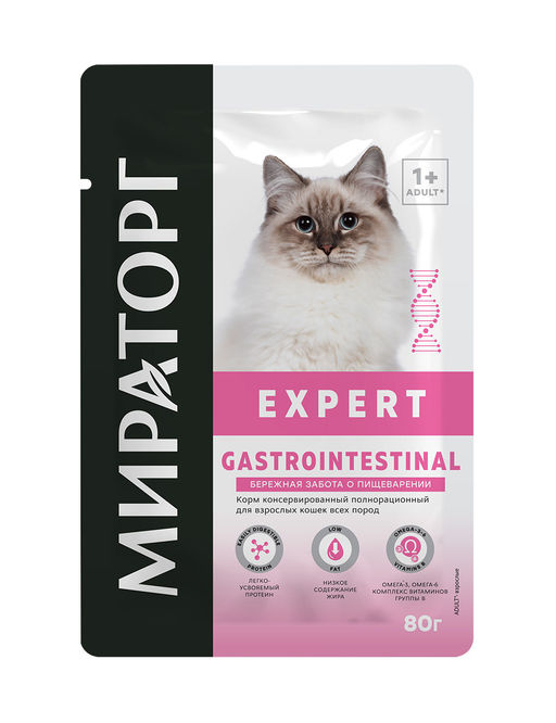 Набор 24 шт.Паучи для взрослых кошек всех пород Бережная забота о пищеварении 1010024062