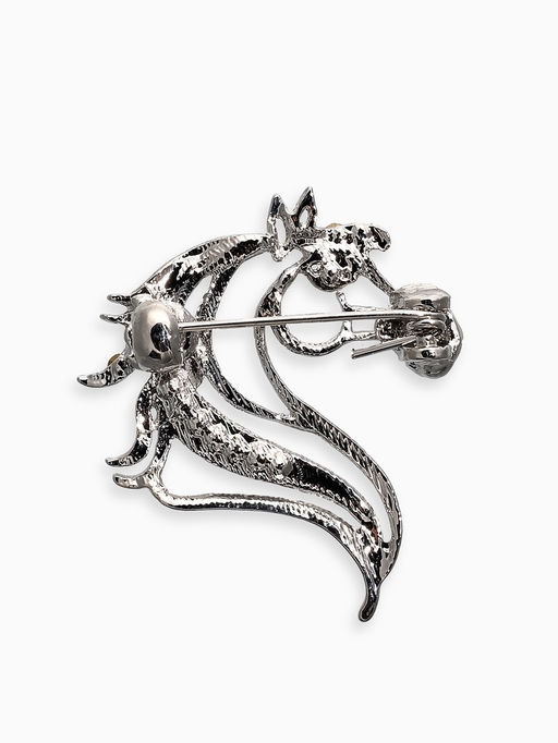 Брошь "Лошадь" изящная, цвет белый в серебре