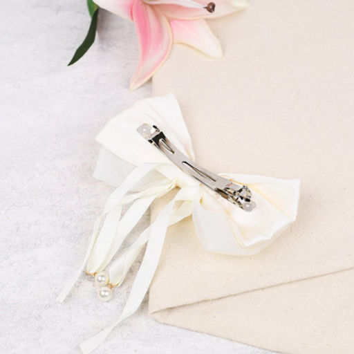 Бант-заколка для волос / MZ47-84 /уп 12/ белая - Галеонтрейд фото 2