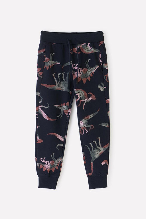 КР 400443/черный,динозавры брюки для мал