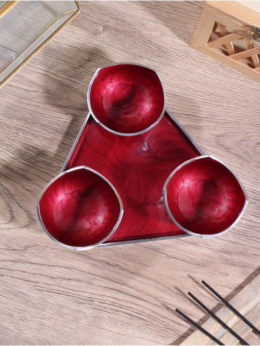 Менажница Бэнкс (набор 3 шт) 7х7х4 см, на подносе, алюминий, цв. красный - Simaland фото 2