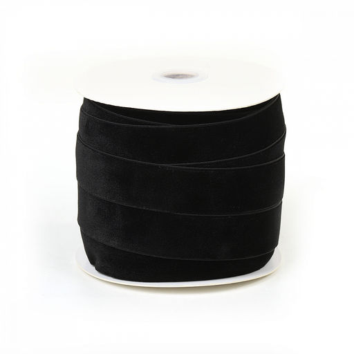 Лента бархатная эластичная арт.EL25VR03 нейлон шир.25мм цв.черный уп.22,86м (1м)