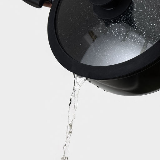 Крышка Magistro, d=20 см, со сливом, с силиконовым ободком и ручкой, жаропрочное стекло