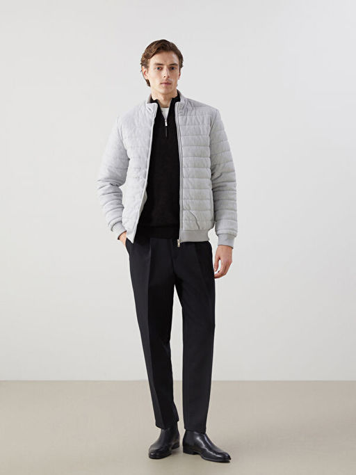 Slim Fit Dik Yaka Erkek Mont
