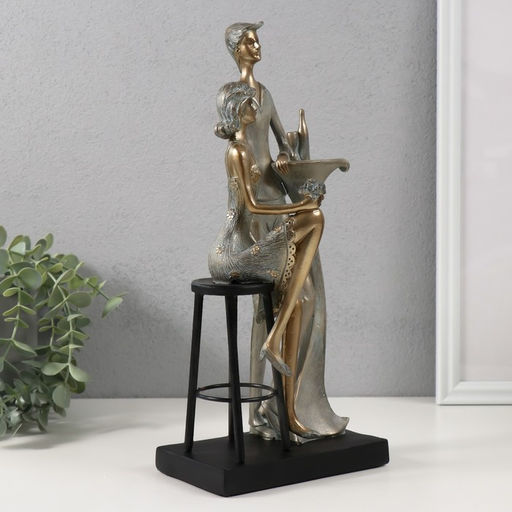 Фигурка полистоун Парочка за столиком - свидание, бронза с патиной, 14.5?9?31.5 см