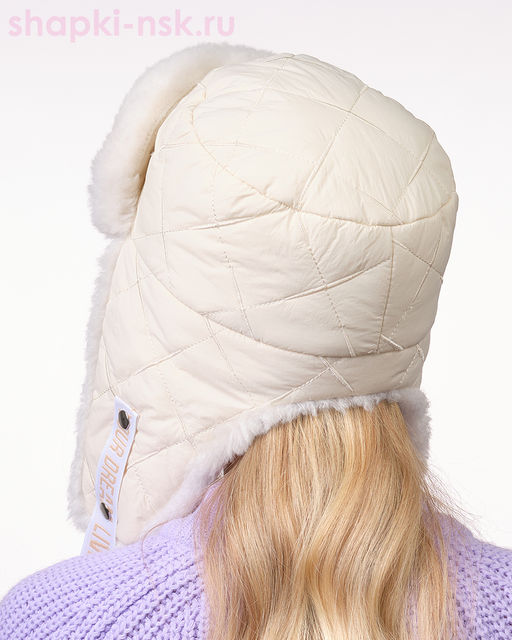 Тиффани плащевка стеганая хит Ушанка женская (56-58)