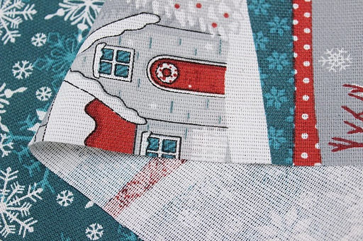 Рогожка Нарядная сказка цв.морская волна, ш.1.52м, хлопок-100%, 165гр/м.кв - Купава фото 5