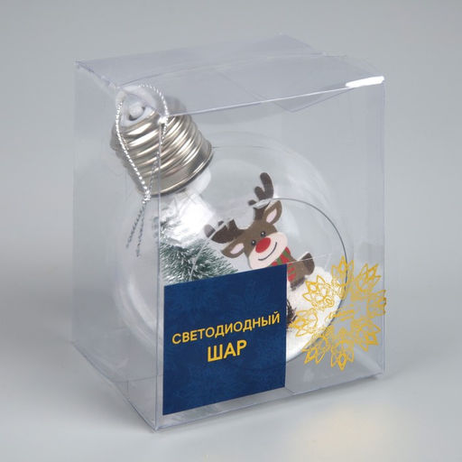 Ёлочный шар Оленёнок, d=8 см, 1 LED, от батареек, свечение тёплое белое - Luazon lighting фото 5
