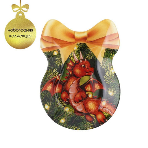 Блюдо стеклянное сервировочное Доляна «Бант. Дракоша», 18.5×13 см