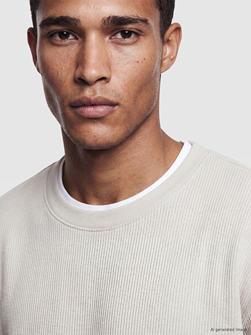Bisiklet Yaka Fitilli Erkek Sweatshirt