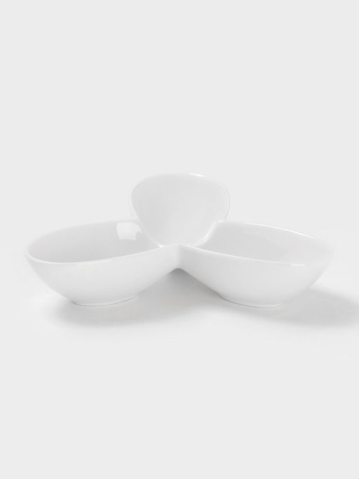 Менажница 3 ячейки Wilmax, d=17 см, фарфор, белая