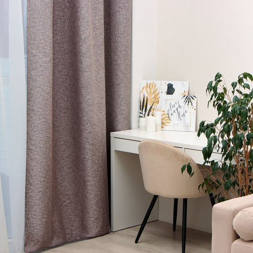 Штора блэкаут портьерная «Этель» Natural, 145×265 см, серая, рогожка 275 г/м²