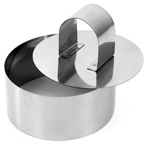 Форма для гарниров, салатов, кондитерских изделий д10см h4см с крышкой-прессом д9,7см, нержавеющая сталь (Китай)